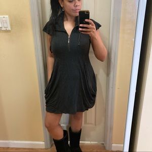 Charcoal gray dress with pockets